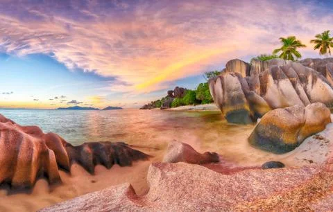 Anse Source d'Argent tropical beach Stock Photos