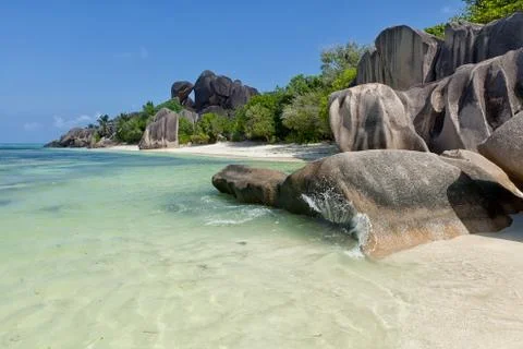Anse Source d`Argent, Tropical Island La Digue, Seychelles Stock Photos