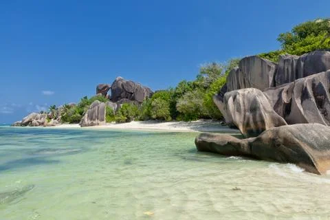 Anse Source d`Argent, Tropical Island La Digue, Seychelles Stock Photos
