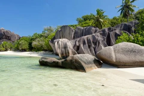 Anse Source d`Argent, Tropical Island La Digue, Seychelles Stock Photos