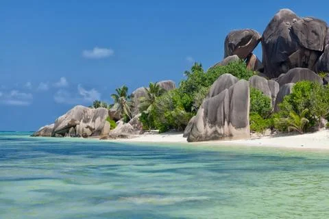 Anse Source d`Argent, Tropical Island La Digue, Seychelles Stock Photos