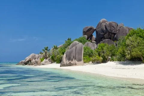 Anse Source d`Argent, Tropical Island La Digue, Seychelles Stock Photos