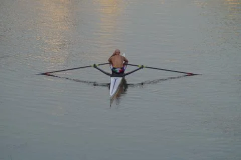 Answer the cell phone while kayak Stock Photos