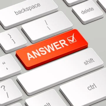 Answer concept with computer keyboard Illustrazione stock