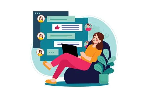 Answer customer chat from home Illustrazione stock