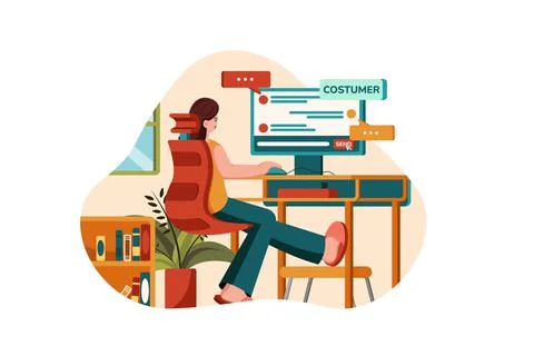 Answer customer chat from home Illustrazione stock