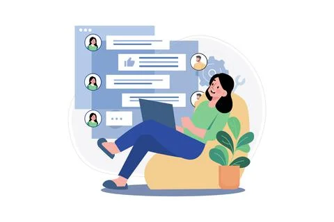 Answer Customer Chat From Home Illustrazione stock