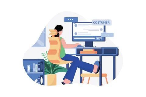 Answer Customer Chat From Home Illustrazione stock