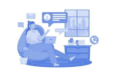 Answer Customer Chat From Home Illustrazione stock