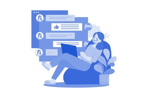 Answer Customer Chat From Home Illustrazione stock