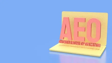 Answer Engine Optimization Concept on Laptop with Artificial Intelligence S.. Stock Illustration