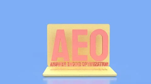 Answer Engine Optimization Concept on Laptop with Artificial Intelligence S.. Stock Illustration