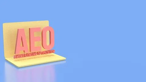 Answer Engine Optimization Concept on Laptop with Artificial Intelligence S.. Stock Illustration