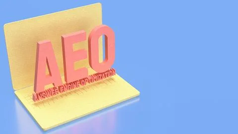 Answer Engine Optimization Concept on Laptop with Artificial Intelligence S.. Stock Illustration