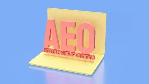 Answer Engine Optimization Concept on Laptop with Artificial Intelligence S.. Stock Illustration