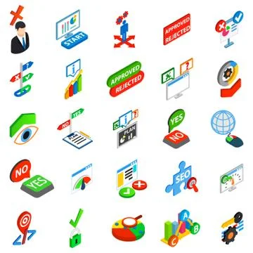 Answer icons set, isometric style Illustrazione stock