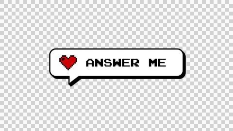 Answer Me 8-bit pixel art comment balloon with heart neubrutalism. イラスト素材