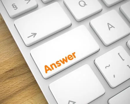 Answer - Message on White Keyboard Button. 3D Stock Illustration