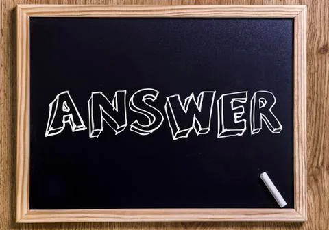 ANSWER - New chalkboard with 3D outlined text Stock Photos