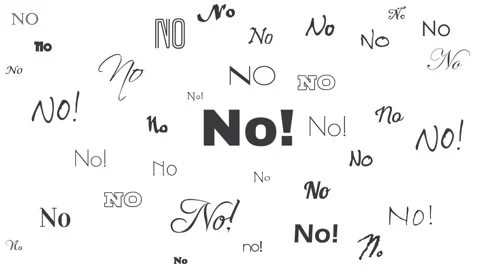 Answer No. Negative reply word cloud. Say No many times disagree video animation Stock Footage 152861052