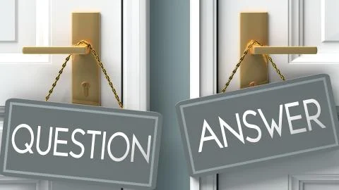 Answer or question as a choice in life - pictured as words question, answer o Stock Illustration
