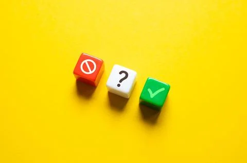 Answer to the question. Acceptance or refusal. Concept, minimalism. Making ch Stock Photos