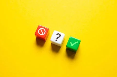Answer to the question. Acceptance or refusal. Concept, minimalism. Making... Stock Photos