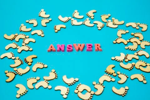 Answer Search Concepts. Concepts search answer. footprints and the word answe Stock Photos