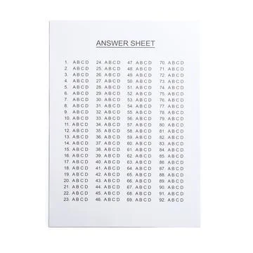 Answer sheet on white background, top view 写真素材