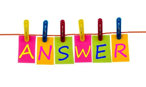 Answer word on laundry hook 스톡 사진