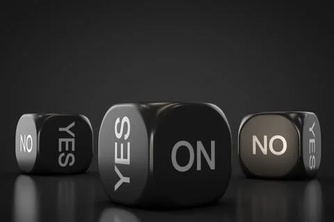 The answer is yes or no. Dice with answer option. Foto stock