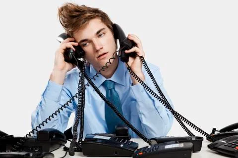 Answering calls Stock Photos