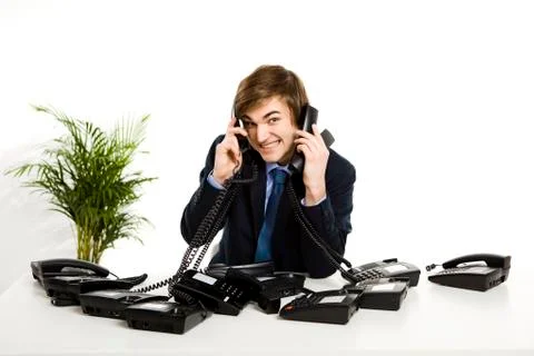 Answering multiple calls at the same time Stock Photos