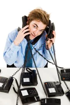 Answering multiple calls at the same time Stock Photos
