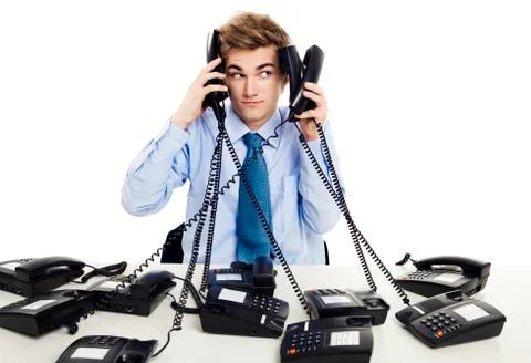Answering multiple calls at the same time Stock Photos