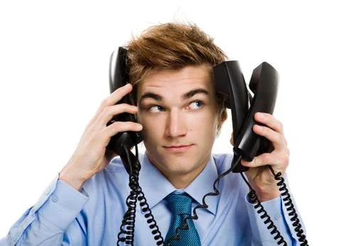 Answering multiple calls at the same time Stock Photos