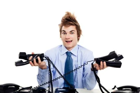 Answering multiple calls at the same time Stock Photos