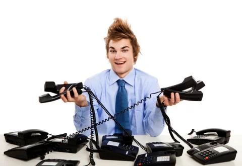 Answering multiple calls at the same time Stock Photos