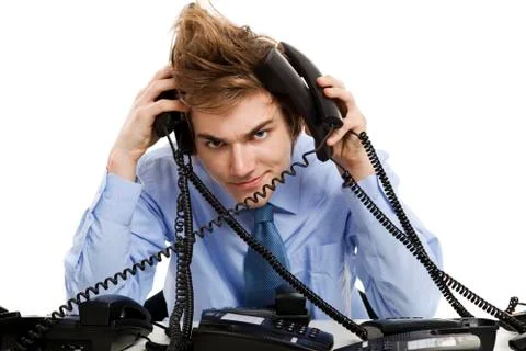 Answering multiple calls at the same time Stock Photos