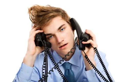Answering multiple calls at the same time Stock Photos