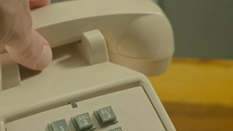 Answering Old Phone Close Up Stock Footage 149165820