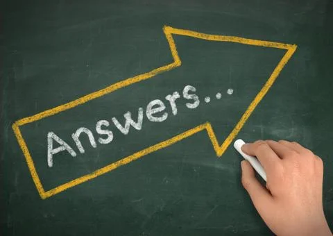 Answers chalkboard write concept 3d illustration Stock Illustration