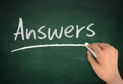 Answers chalkboard write concept  3d illustration Stock Illustration