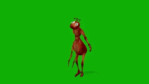 Ant 6th Dancing Scene On Green Screen-3D Rendering Animation Stock Footage 308099971