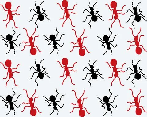 Ant and fly black and red seamless pattern vector design Illustrazione stock