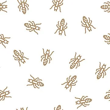 Ant animal vector seamless pattern Stock Illustration