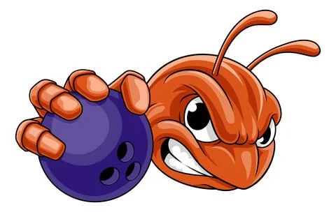 Ant Beetle or Bug Insect Bowling Ball Team Mascot Stock Illustration