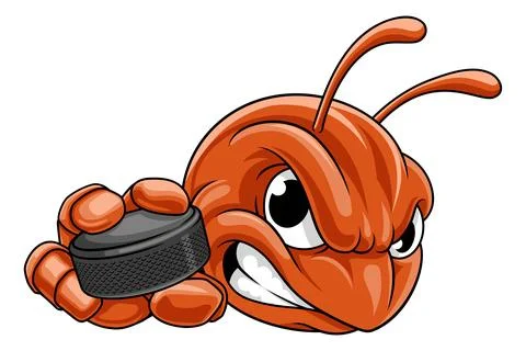 Ant Beetle or Bug Insect Ice Hockey Team Mascot Ilustración de archivo