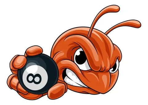 Ant Bug or Beetle Insect Pool Billiards Mascot Stock Illustration