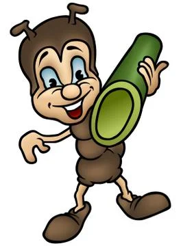 Ant Carries Stalk Stock Illustration